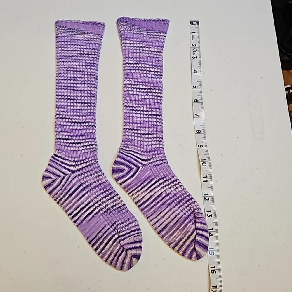 Vintage purple white striped socks 1 pair. Retro 60s kid size